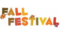 title-fall festival with autumn leaves on some letters